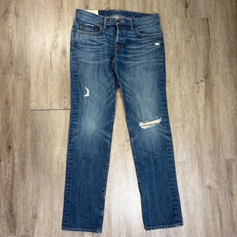 VTG Abercrombie & Fitch Skinny Jeans 31x32 Distressed 100% Cotton Y2K Button Fly
